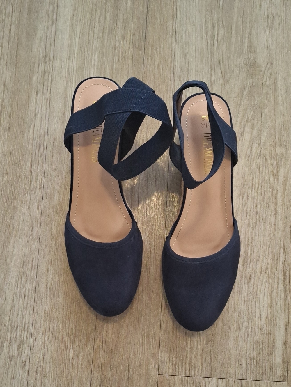 Dream Pairs Navy Crisscross Suede Slingback Flats